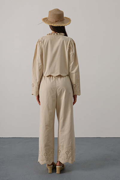 Trendyol Collection Stone 100% Cotton Poplin Leg Detail Pants Twoss25Pl00133