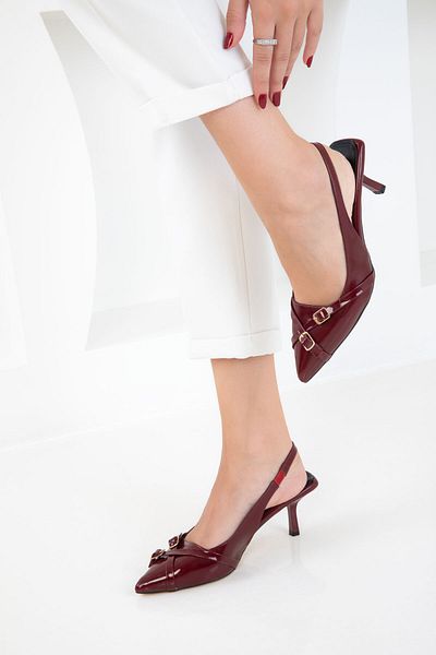 SOHO Burgundy Patent Leather Women's Classic Heeled Shoes 20781