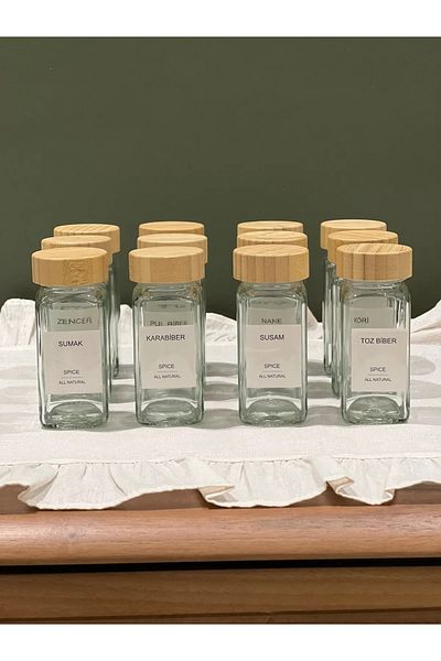 may home design 12-Piece Bamboo Lid Modern Spice Rack Set.