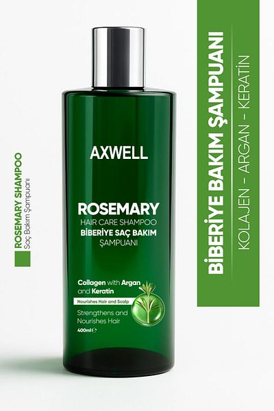 AXWELL 400 ml Rosemary Shampoo - Anti-Spill and Fast Growth with Keratin Argan and Collagen Content