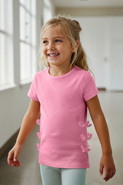 TRENDYOLKIDS Pink Knitted T-Shirt - Tkdss25Ts00048