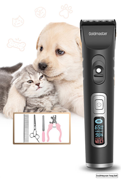 GOLDMASTER Yeni Versiyon Led Ekran 10 In 1 Şarjlı Kedi Köpek Tıraş Makinesi Pet Evcil Hayvan Tüy Kesme Aparatlı
