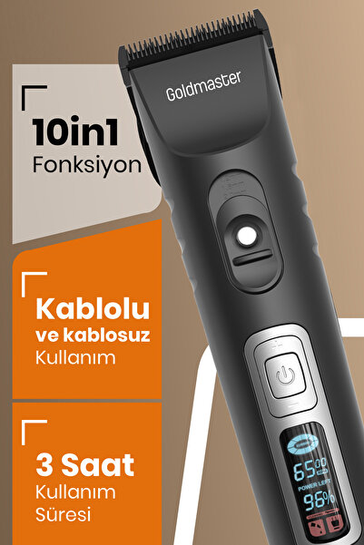 GOLDMASTER Yeni Versiyon Led Ekran 10 In 1 Şarjlı Kedi Köpek Tıraş Makinesi Pet Evcil Hayvan Tüy Kesme Aparatlı