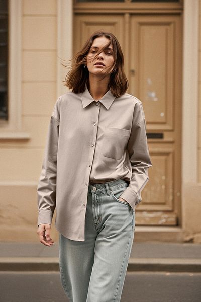 Trendyol Collection Βιζόν Μονή τσέπη Boyfriend/Φαρδιά Εφαρμογή Βαμβακερό πουκάμισο TWOAW20GO0115