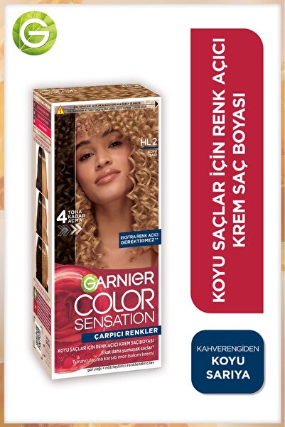 Garnier Çarpıcı Renkler, HL2 Koyu Sarı, Renk Açıcı Krem Saç Boyası, Demikit