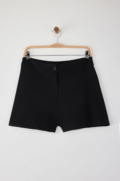 Trendyol Collection Black Pleated Flared Shorts & Bermuda Twoaw26Sr00004
