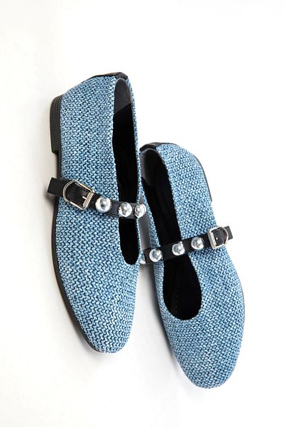 SOHO Blue Straw Women's Ballerinas 20485