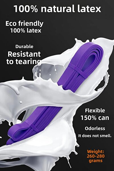 Ozsport 35kg Resistance Band Muscle Building Rubber Fitness Pilates Cross Training Band Purple-High Hard