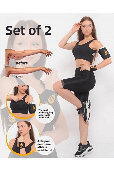 SAUNA SUIT مجموعة حزام الذراع والسوار حامل هاتف للجري والمشي (ميزة حرارية) لل...