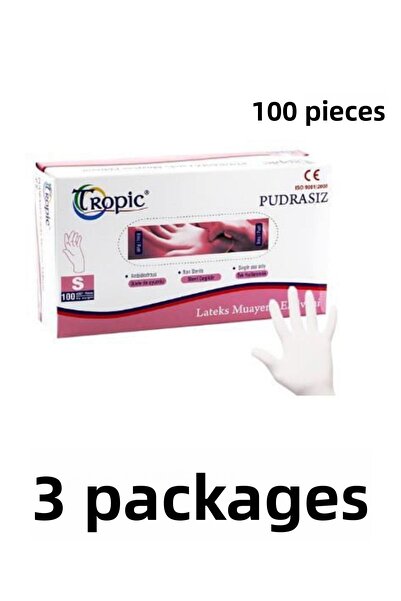 Tropic عبوة من 3 قفازات فحص مقاس S خالية من البودرة 100 قطعة
