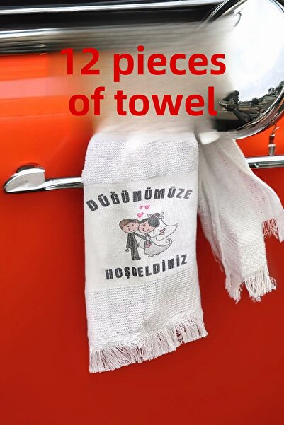 Comfort Home Πετσέτα γάμου 12 τεμαχίων με κρόσσια πετσέτα γαμπρού νύφης με μοτίβο κονβόι Οικονομικό μοντέλο