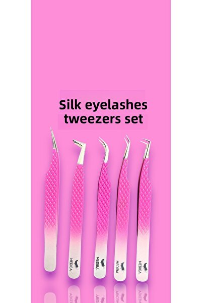 Lush Studio مجموعة ملاقط رموش حريرية مكونة من 5 قطع - طرف فايبر مثالي