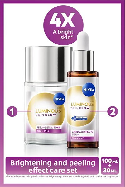 NIVEA Luminous630 Skin Glow Instant Brightening Serum 30ml and Peeling Effect...