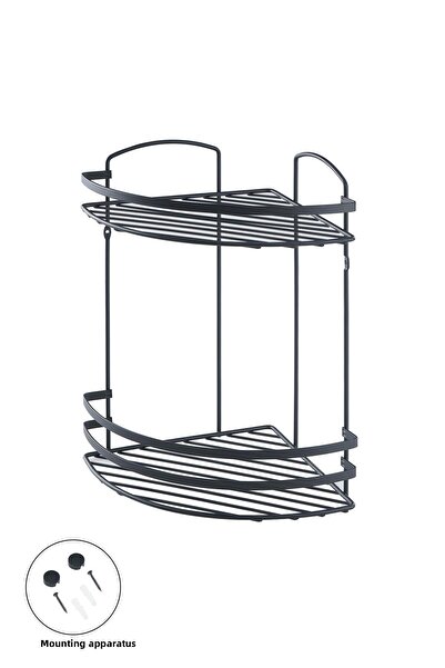 ACAR رف زاوية الحمام من تالون بطبقتين - أسود