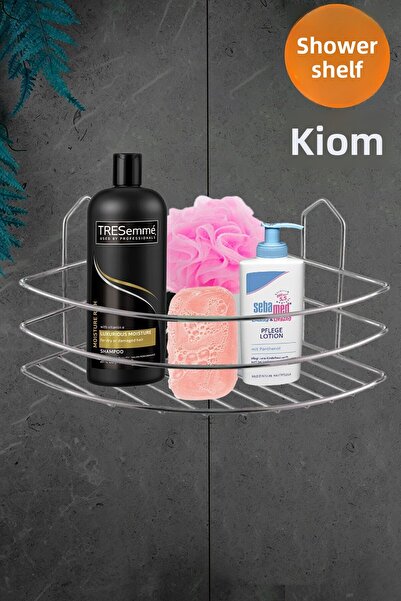 Badem10 Bathroom Shower Shelf Shampoo Rack Corner Holder Oval Chrome Single Layer Supplies Organizer Organizer Kitchenware R