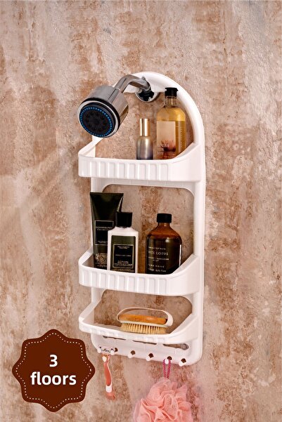 Vienev حامل شامبو منظم للحمام من 3 طبقات باللون الأبيض