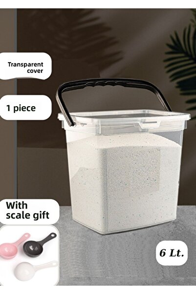 Alamut Home Detergent Holder with Lid Portable Detergent Storage Box 6 Lt (TRANSPARENT COVER)