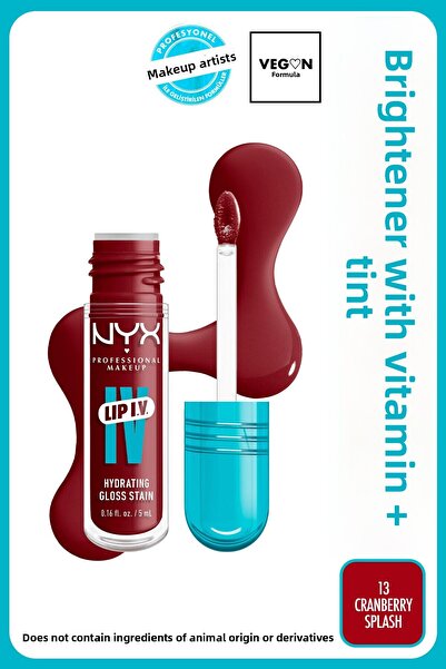 NYX Professional Makeup Lip IV Hydrating Gloss Stain, Lip Gloss, Up to Hydrat...