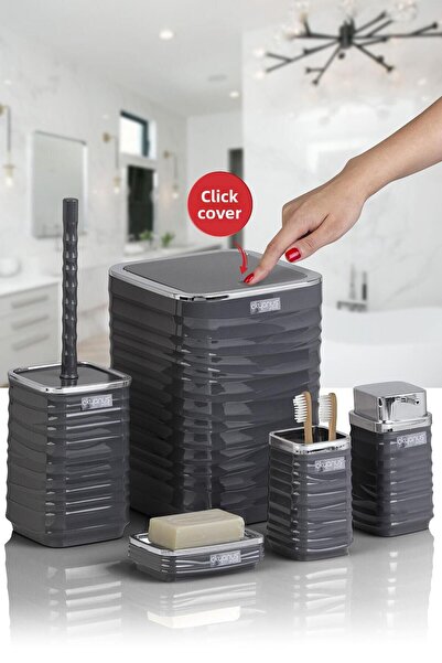 Okyanus Home Σετ μπάνιου Luna Anthracite Chrome Square 5 τεμαχίων