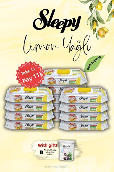 Sleepy منشفة مطبخ بزيت الليمون اشتري 13 واحصل على 11 سليبي 650 ورقة، هدية روزي