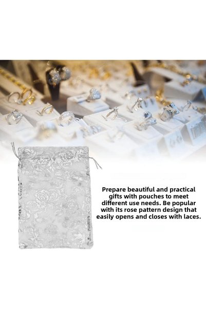 Melien 20 Pcs Clear Silver Cloth Henna - 14 cm X 12 cm Wedding Mevlit Rosary Cookie Gift Pouch Pouch Bag
