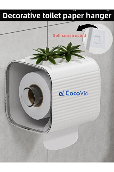 CocoVia Suport decorativ pentru hârtie igienică cu umeraș autoadeziv - Suport și suport pentru hârtie igienică