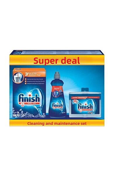 Finish مجموعة التنظيف والعناية بالملح + الملمع + منظف الماكينات
