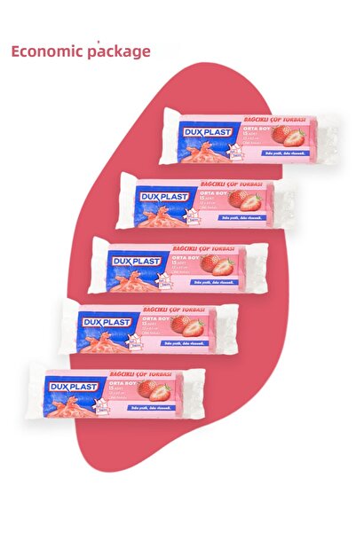DuxPlast كيس قمامة برباط - حجم وسط برائحة الفراولة 55×63 سم - 5 عبوات - 5×15=...