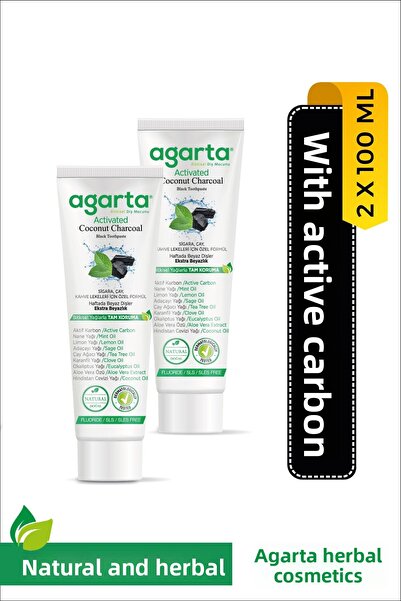 Agarta قطعتان من معجون أسنان الكربون المنشط بخلاصة جوز الهند الطبيعي الخالي م...