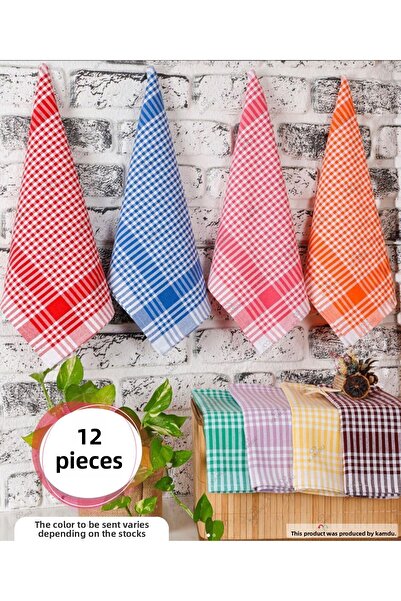 Seoney 12 Pieces 50X70 Gingham Lunch Cloth, Kitchen Towel, Square Pattern Kitchen Napkin