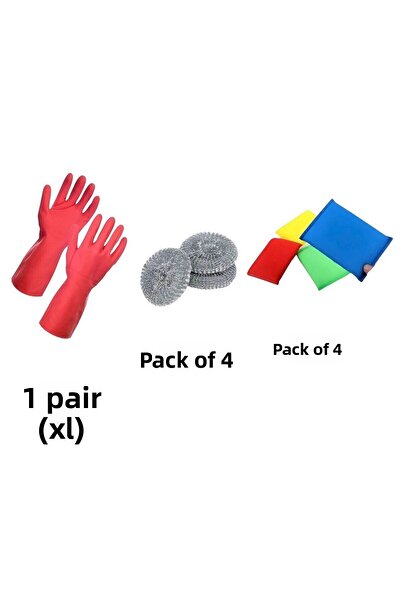 Metler طقم إسفنجة وأسلاك أطباق مكون من 4 قطع - قفازات تنظيف وغسالة أطباق