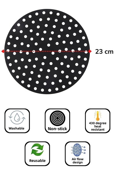 Buffer ® Colorful Heat Resistant Washable Silicone Oven and Airfryer Round Model Baking Mat