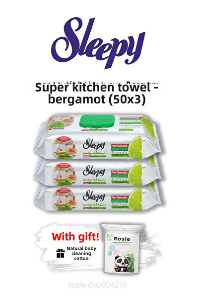 Sleepy إيزي كلين 3 قطع مناشف مطبخ سوبر بالبرغموت 50 قطعة وهدية روزي
