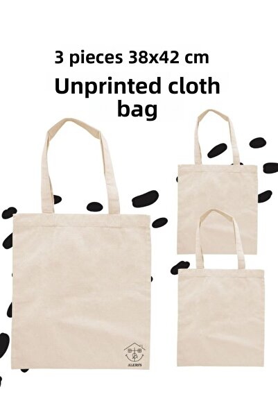 ALERSS Natural Colored 35x40 Cm Unprinted Cloth Bag - 3 Pieces