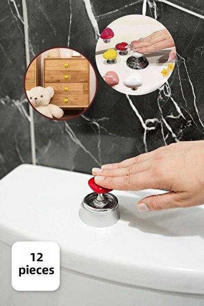 Tilbe Home 12' Heart Toilet Seat Push Button, Cabinet Drawer Handle and Chiffon Cover