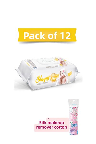Sleepy قطن مكياج حريري 12x90 ورقة هدية - 12 عبوة من المناشف المبللة الحساسة 1080