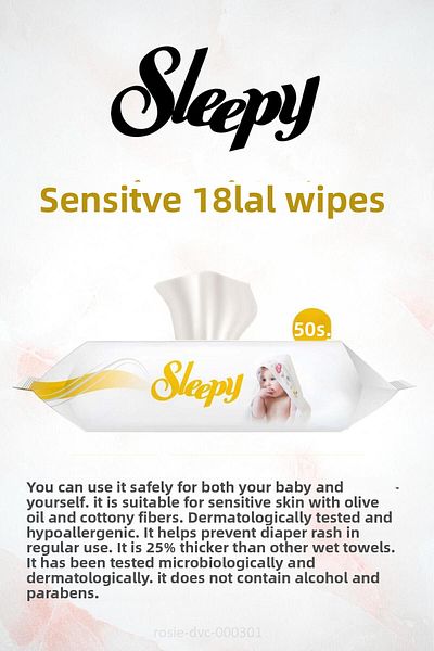 Sleepy AL 10 PAY Sleepy Sensitive Wet Baby Wipes 50 Pack and ROSIE Cotton