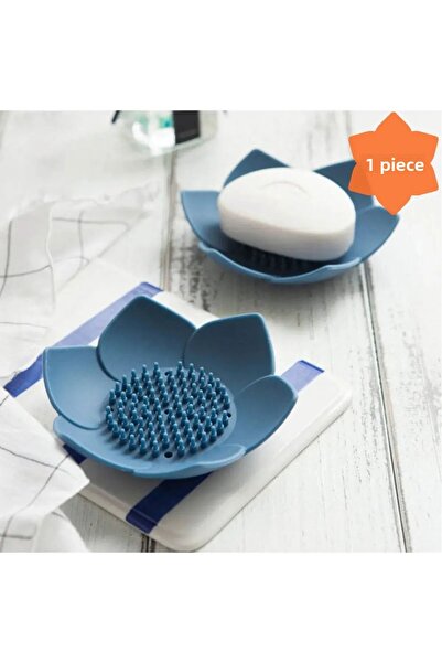 TİNEKE Δοχείο σαπουνιού Lotus Design Κομψό δοχείο σαπουνιού Δοχείο σαπουνιού στερεού σαπουνιού με δοχείο σαπουνιού με αποχέτευση νερού ΜΠΛΕ