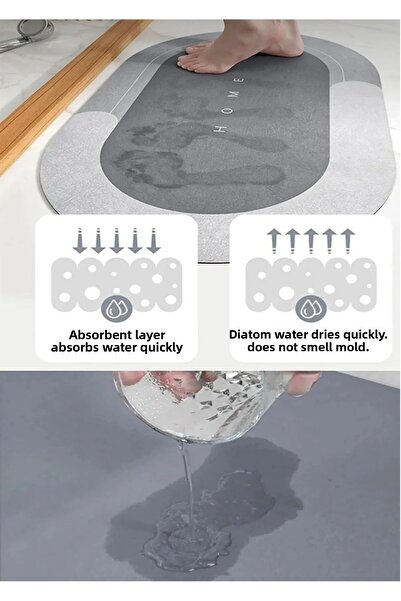 M Mimoza Park Covoraș oval cu absorbție a apei de 40*60 cm - Design elegant, bază anti-alunecare, covoraș pentru abluție Diatom