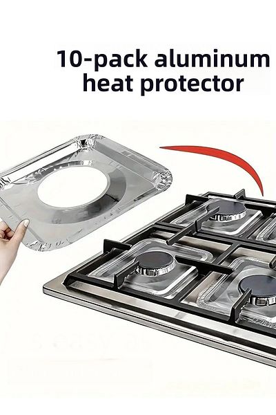 MİMOZA PARK 10-Piece Aluminum Stove Protector |   Easy to Install & Clean!