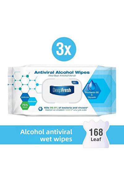 Deep Fresh Alcoholic Antiviral Wet Wipes 3 x 56 Sheets