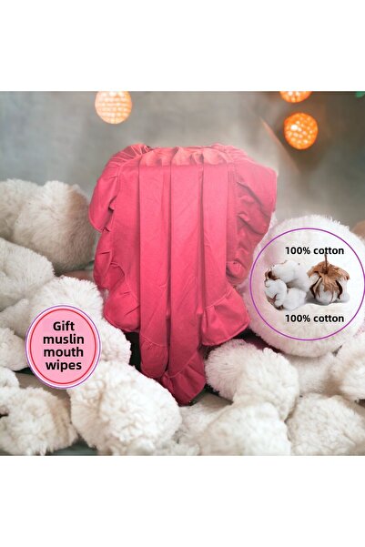 LusnikaStore غطاء موسلين مكشكش فاخر 100% قطن عضوي 100x100 سم