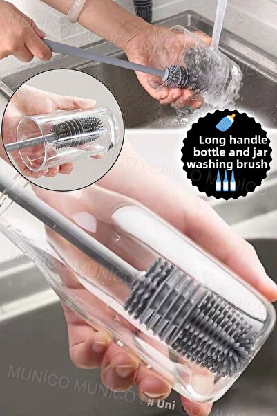 Munico فرشاة زجاجة من السيليكون - مقبض طويل، كوب غسيل، قطعة أثرية، فرشاة جرة ...