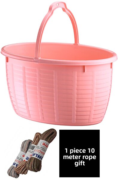 DEEMBRO سلة شرفة بيضاوية سعة 14.5 لتر + مجموعة هدايا حبل 10 متر - مقاس 41.5*29*19.5 سم