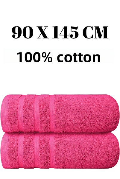 KAYABEY HOME Set de 2 prosoape de baie de dimensiuni mari, roz bombon, prosop de duș, moale, 100% bumbac, cu model de linii