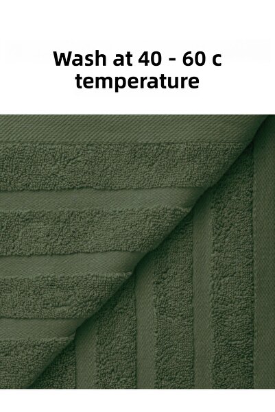 KAYABEY HOME Khaki színű 2 db-os nagyméretű fürdőlepedő szett, puha, 100% pamut vonalmintás