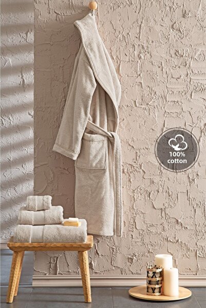 Yataş Beige Bathrobe - Essentials Series