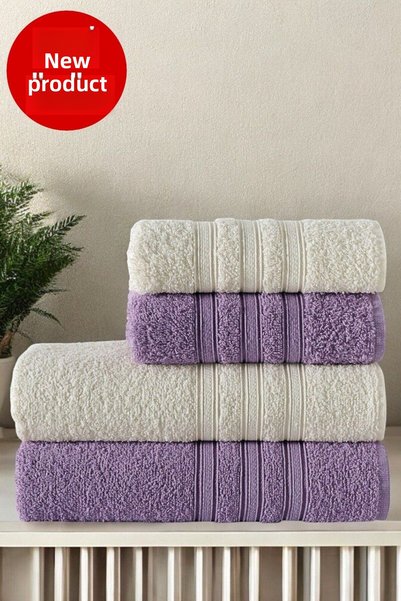 Generic Brand طقم مناشف حمام قطنية فاخرة مكون من 4 قطع - مقاس 50x90-70x140 سم