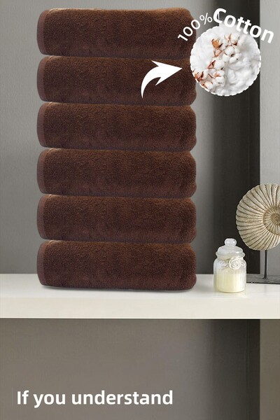 Anılsan Πετσέτες μπάνιου 6 συσκευασιών καφέ - 70x140 cm, 490 gr, 100% βαμβάκι, πετσέτες σπα και ξενοδοχείου, καθημερινή χρήση