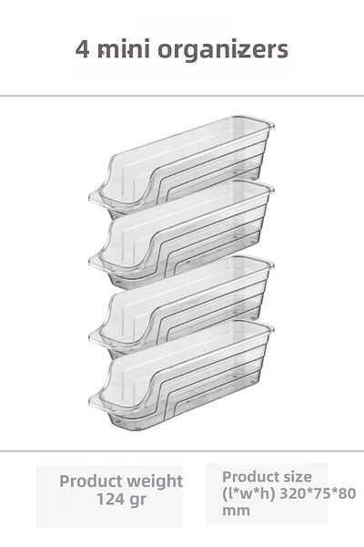 Melkan Home 4 τμχ Οργάνωση Ψυγείου, Organizer Mini Organizer Drinks, Organizer Inside Cabinet 32 cm